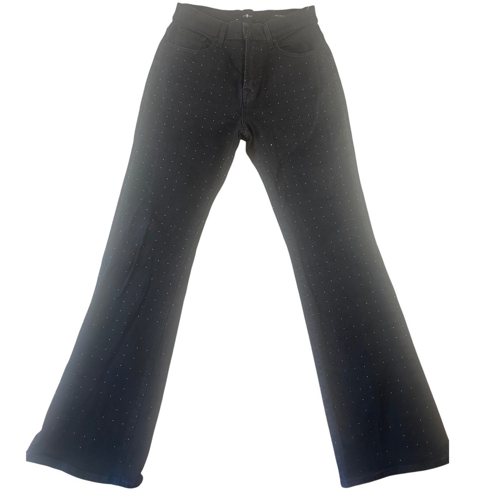 7 For All‎ Mankind Black Flare Jeans Italian Fabric Women's W28 L30.5